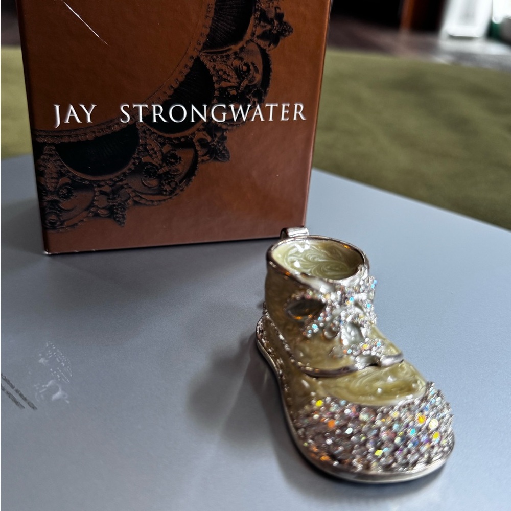 Jay Strongwater Crystal Baby Shoe Jewel Box